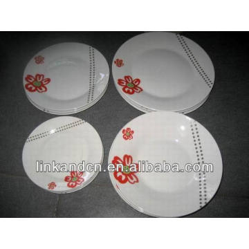 Haonai weiße runde Keramik-Verkostung Platte-Set, Teller-Sets